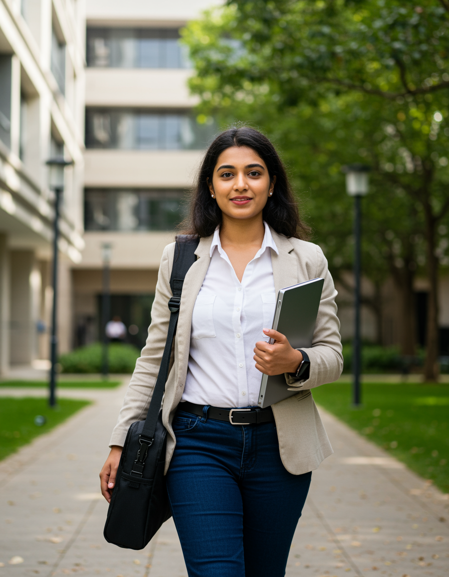 Female student studying